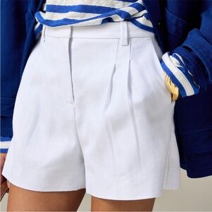 J.Crew 4 Linen Blend White Shorts High Waist Minimal Old Money Beach Coastal